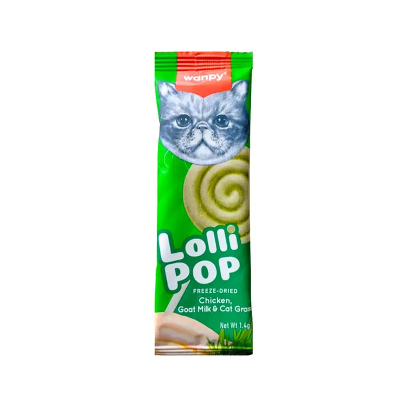 پت شاپ تشویقی آبنباتی گربه ونپی با طعم مرغ، شیر بز و علف  وزن 14 گرم