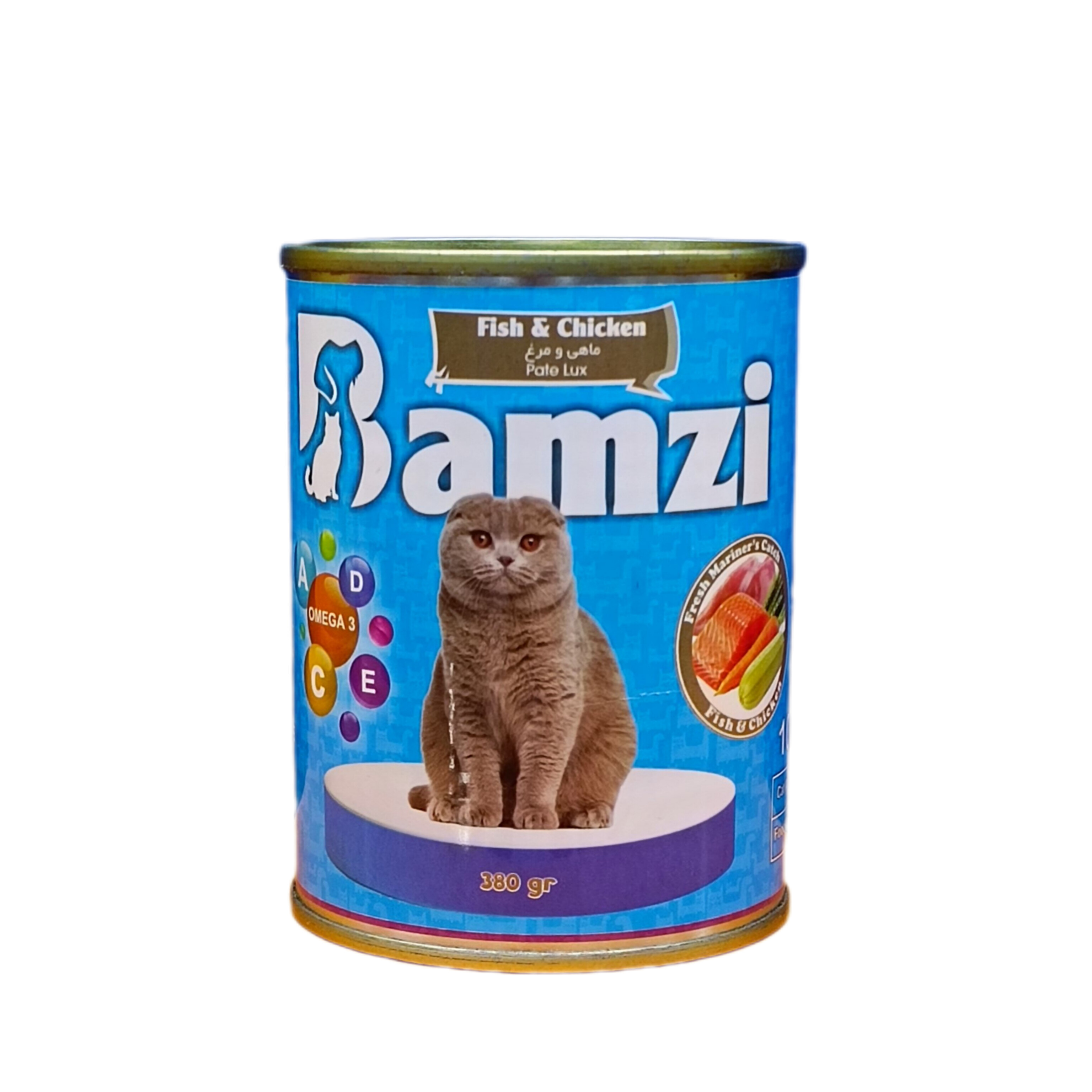 کنسرو گربه بامزی پته مرغ و ماهی 380 گرم