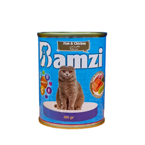کنسرو گربه بامزی پته مرغ و ماهی 380 گرم